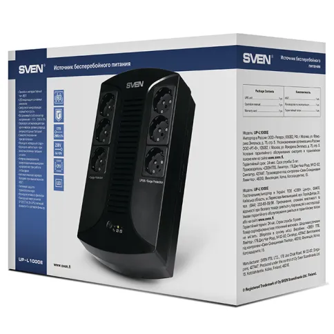 ИБП SVEN UP-L1000E, линейно-интерактивный, AVR, 1000ВА, 510Вт, 6 евро фото 7