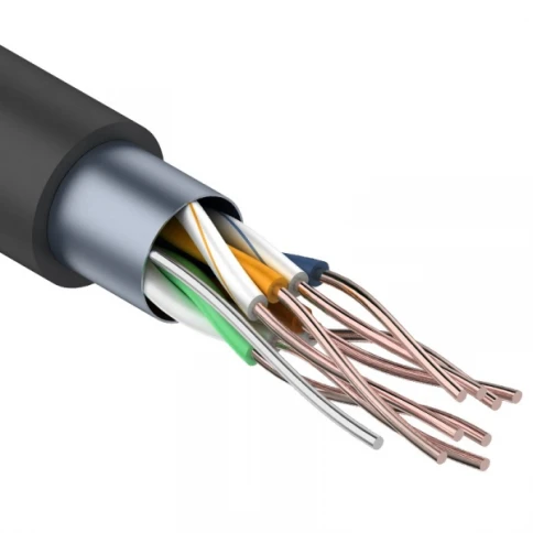 Кабель информационный F/UTP категория 5е 4х2х24AWG(0,50мм) 305м CCA (омедненка) PE OUTDOOR solid черный (01-0146-3) PROCONNECT фото 1