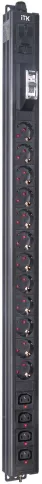 ITK BASE PDU PV1111 22U 1ф 16А 12SCHUKO 4C13 2,6м SCHUKO фото 1