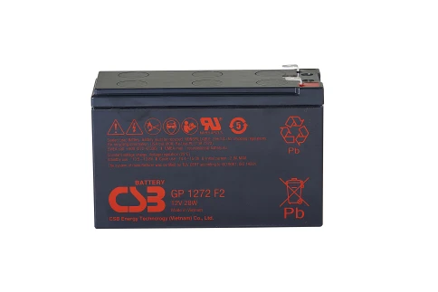 Батарея CSB серия GP, GP1272 F2 (12V28W) , напряжение 12В, емкость 7Ач (разряд 20 часов), емкость 28 Вт/Эл при 15-мин. разряде до U кон. - 1.67 В/Эл при 25 °С, макс. ток разряда (5 сек.) 130А, ток короткого замыкания 304А, макс. ток заряда 2.8A, свинцово- фото 1