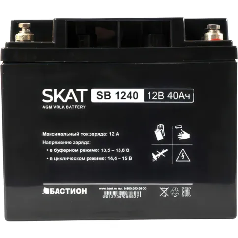 2538 SKAT SB 1240, 12В, 40Ач, максимальный ток заряда 12 А. Тип клеммы фото 5