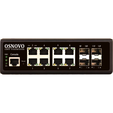Коммутатор/ OSNOVO Промышленный гигабитный L2+ коммутатор на 12 портов , 8*10/100/1000Base-T, 4*SFP 1000Base-X, БП опционально фото 6