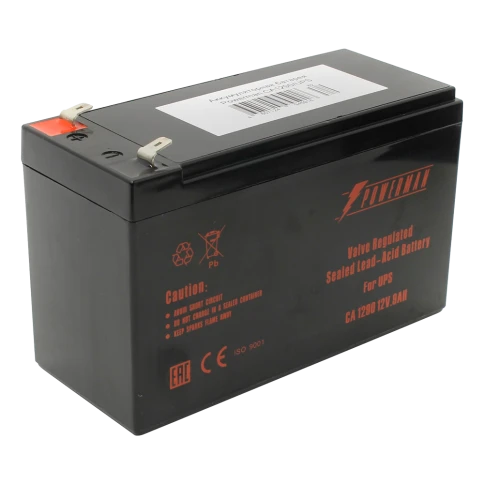 Батарея POWERMAN Battery CA1290, напряжение 12В, емкость 9Ач,макс. ток разряда 135А, макс. ток заряда 2.7А, свинцово-кислотная типа AGM, тип клемм F2, Д/Ш/В 151/65/94, 2.51 кг./ Battery POWERMAN Battery CA1290, voltage 12V, capacity 9Ah, max. discharge cu фото 1