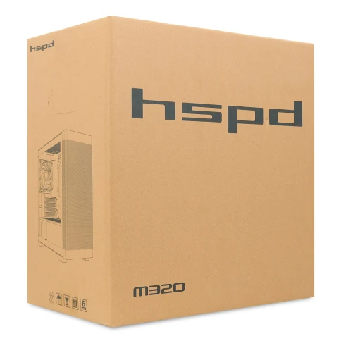 Корпус без блока питания/ Case HSPD M320, Mesh Mini-tower, Black, slid фото 12
