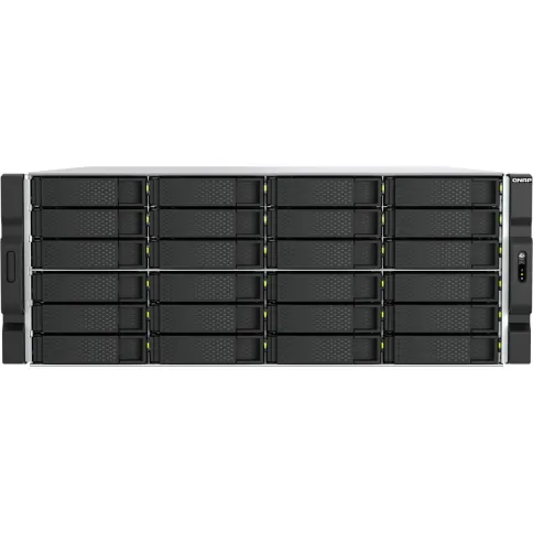 Сетевое хранилище без дисков/ ENTERPRISE QNAP QuTS hero network RAID drive, 24 3.5"/2.5" bays, 2 x 2.5 GbE BASE-T ports, 2 x 10 GbE BASE-T ports, rack-mounted, 2 x power supplies. AMD Ryzen 7 7000, up to 5.3 GHz, 32 GB DDR5. Rails are not includ фото 1
