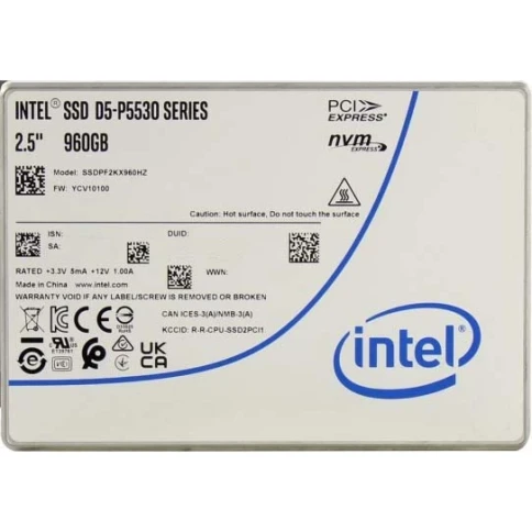 Твердотельный накопитель/ Intel SSD D5-P5530 Series, 960GB, U.2(2.5" 1 фото 1