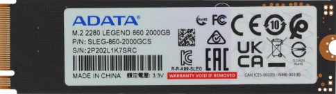 Твердотельный накопитель A-Data PCIe 4.0 x4 2TB SLEG-860-2000GCS Legend 860... фото 1