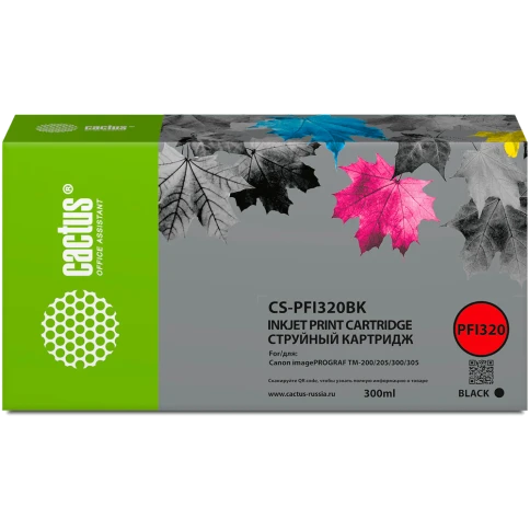 Картридж струйный Cactus CS-PFI320BK черный (300мл) для Canon image фото 1