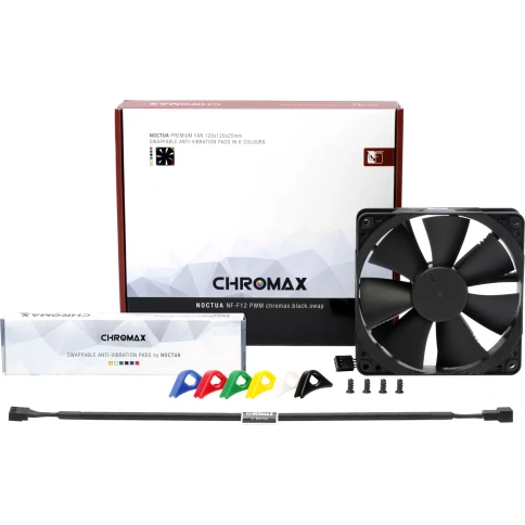 Кулер для корпуса/ Case Cooler Noctua NF-F12 PWM chromax.black.swap (120x120x25mm,... фото 3