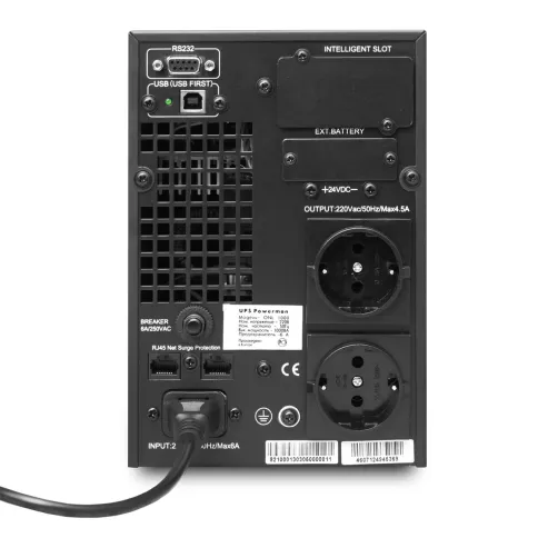 ИБП POWERMAN Online 1000, LCD, двойного преобразования, 1000ВА, 900Вт, 2 евророзетки с резервным питанием, USB, RS232, слот SNMP, разъем EPO, батарея 12В 9Ач 2 шт., 215 х 315 х 365 мм., 10.7 кг./ UPS POWERMAN Online 1000, LCD, dual conversion, 1000VA, 900 фото 5