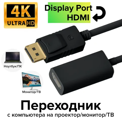 Greenconnect DisplayPort (m) - HDMI (f) 0.1м фото 2