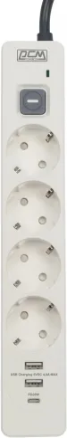 Сетевой фильтр-удлинитель/ PowerCom SP-01 USB2A1CW 3.0M, 4 розетки, бе фото 3