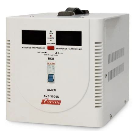 Стабилизатор POWERMAN AVS 3000D, ступенчатый регулятор, цифровые индикаторы уровней напряжения, 3000ВА, 140-260В, максимальный входной ток 20А, клеммная колодка, IP-20, напольный,  280мм х 200мм х 225мм, 6.8 кг./ Stabilizer POWERMAN AVS 3000D, step-type r фото 1
