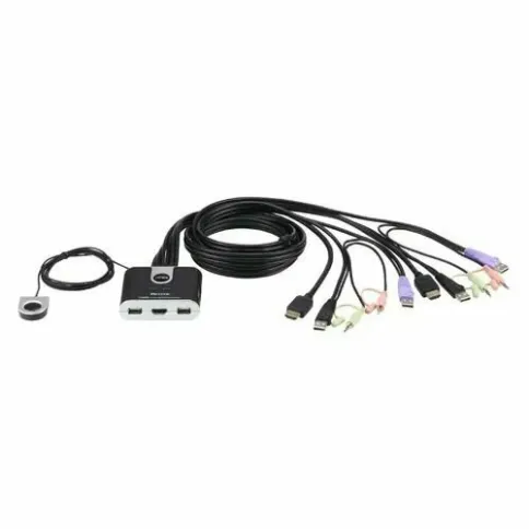 2-портовый KVM-переключатель со встроенными  KVM кабелями (1,2м), 1 us фото 3