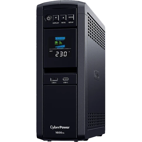 Источник бесперебойного питания/ UPS Line-Interactive CyberPower CP1600EPFCLCD 1600VA/1000W USB/RS-232/RJ11/45/USB/SNMPslot  charger A/С (6 EURO), с чистым синусом при работе от АКБ фото 1