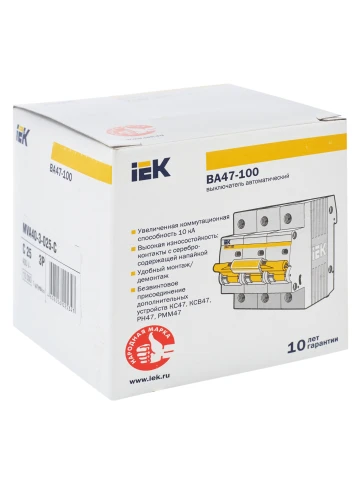 KARAT Авт. выкл. ВА47-100 3P C 25А 10кА IEK фото 1