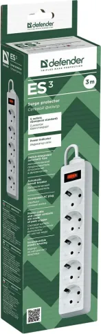 Defender ES 3 White (3 м, 5 розеток) фото 3