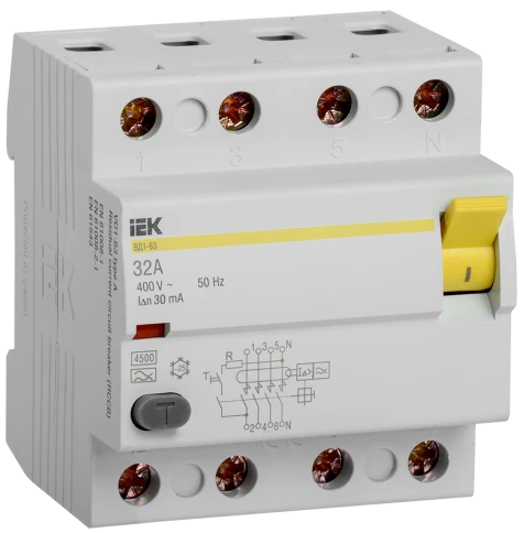 УЗО ВД1-63 4Р 32А 30мА тип А IEK фото 1