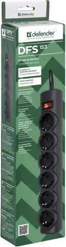 Defender DFS 153 (3 м, 6 розеток) фото 3