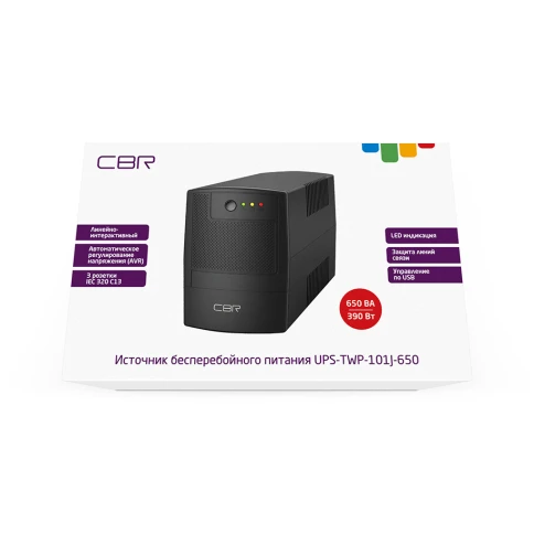 Башенный линейно-интерактивный ИБП/ ИБП CBR [UPS-TWP-101J-650] 650VA/390W, Schuko CEE 7 x2 outlets, LED, AVR, SEC, 12V/7Ah фото 6