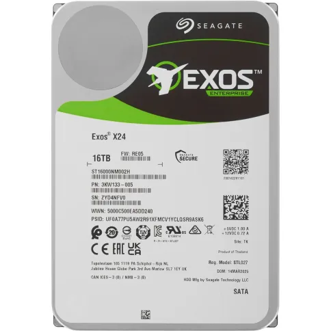 Жесткий диск Seagate SATA-III 16TB ST16000NM002H Server Exos X24 4KN (7200rpm) 512Mb 3.5" фото 1