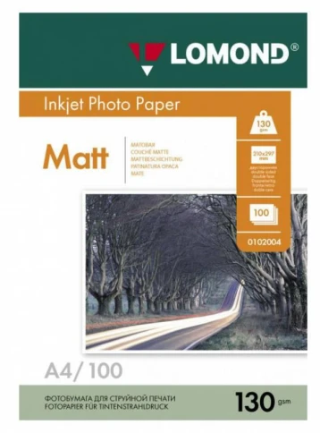 Фотобумага Lomond 0102004 A4/130г/м2/100л./белый матовое/матовое для с фото 1