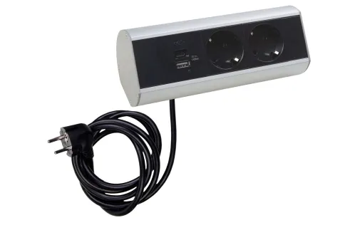 Donel Настольный розеточный блок Ovaledesign в сборе: 2х220V, USB Type A+C, кабель, тип: DDSBC фото 1