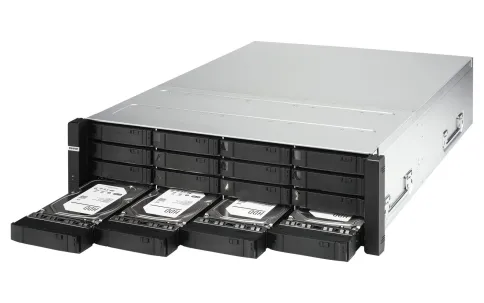 Сетевое хранилище без дисков/ Enterprise QNAP ES1686dc-2123IT-64G NAS, 16-tray SAS w/o HDD, rackmount, 2xPSU, per controller: Xeon D-2123IT 4-core 2.2 GHz (burst up to 3.0 GHz), 32 GB RDIMM DDR4 ECC (4x 8 GB) up to  512 GB (8 x 64GB), 4xSFP+, Included rai фото 4