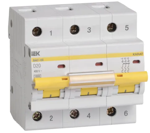 KARAT Авт. выкл. ВА47-100 3P D 20А 10кА IEK фото 1