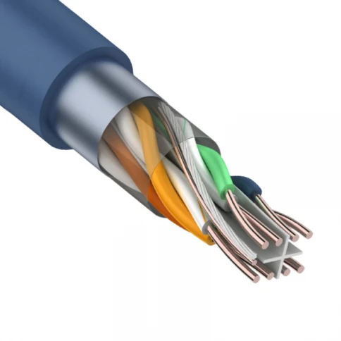 Кабель информационный U/UTP категория 6 4х2х23AWG(0,57мм) 305м (медь) PVC solid синий REXANT фото 1