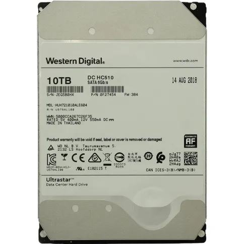 Жесткий диск/ RECERTIFIED HDD HGST SATA Server 10Tb Ultrastar HE10 7200 6Gb/s 256MB 0F27488 1 year warranty (replacement HUH721010ALE604, ST10000NM017B, ST10000NM001G, MG10ADA10TE) RECERTIFIED фото 1