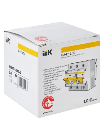 KARAT Авт. выкл. ВА47-100 3P D 40А 10кА IEK фото 2