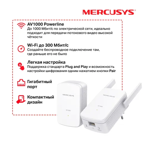 Комплект гигабитных Wi-Fi адаптеров Powerline/ AV1000 Powerline kit wi фото 4