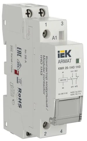 ARMAT Контактор модульный KMR 20А 230В AC 1НО 1НЗ IEK фото 1