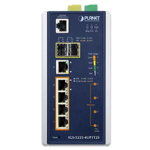коммутатор/ PLANET IP30 Industrial L2+/L4 4-Port 60W 1000T Ultra PoE+ фото 2