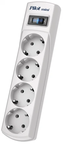 Сетевой фильтр Pilot Mini 4 розетки (евро с заземлением), 10А/2.2кВа, автомат, 1.8 м/ Surge protector Pilot Mini 4 euro outlets, 10A / 2.2kVt, automatic circuit-breaker, 1.8 m фото 1