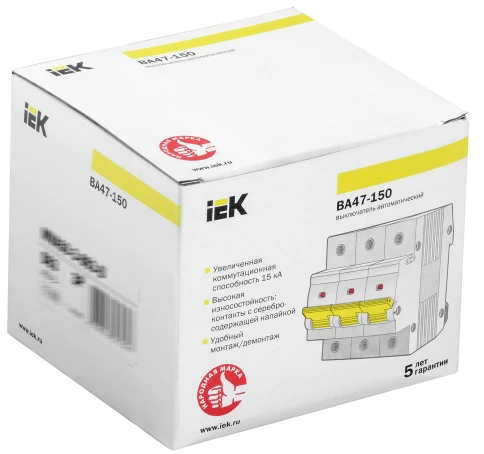 KARAT Авт. выкл. ВА47-150 3P D 63А 15кА IEK фото 2