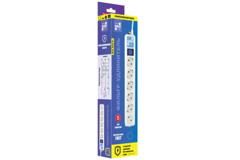 Фильтр-удлинитель Power Cube PRO, 5,0 м 6 розеток, LC контур, 16А/3,5к фото 7