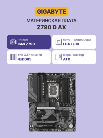 Материнская плата/ MB GIGABYTE INTEL Z790 s1700, 4xDDR5(192GB), HDMI 2 фото 2