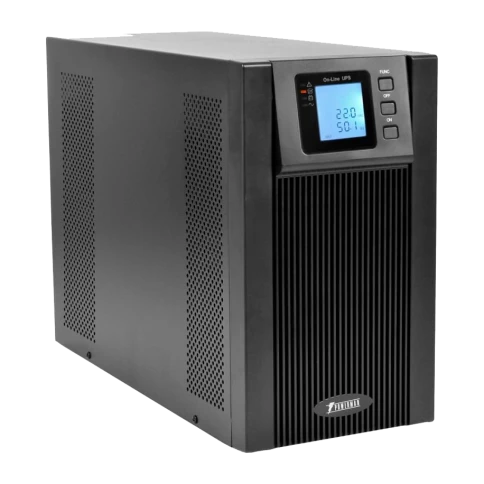 ИБП POWERMAN Online 2000, LCD, двойного преобразования, 2000ВА, 1800Вт, 8 штук IEC320 С13 с резервным питанием, USB, RS232, слот SNMP, разъем EPO, батарея 12В 9Ач 4 шт.,  1 кабель для нагрузки C13/C14, 191 х 337 х 460 мм., 19.64 кг./ UPS POWERMAN Online 2 фото 2