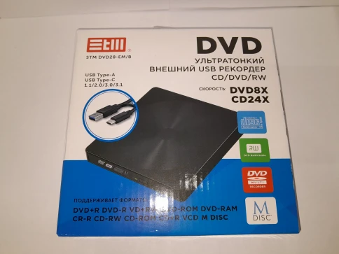 Внешний оптический DVD привод/ DVD-RW ext. Black Slim Ret USB3.0+TYPE-C,... фото 11