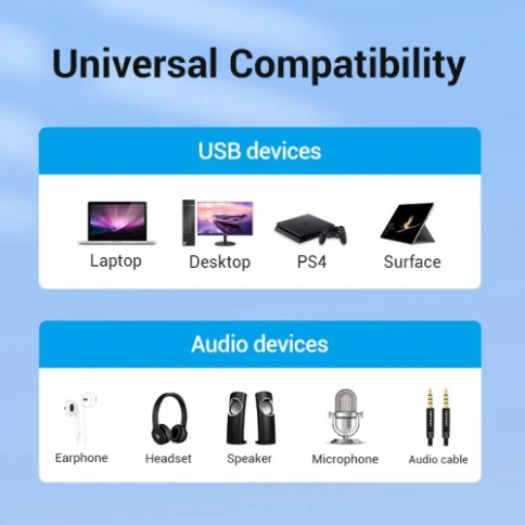 Внешняя звуковая карта Vention USB c регулятором громкости Черная фото 16