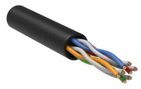 Кабель информационный U/UTP категория 5е 4х2х24AWG(0,45мм) 305м (медь) LDPE OUTDOOR solid черный GENERICA (кратно 305) фото 1