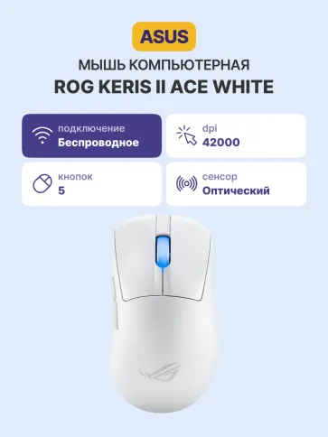 ASUS ROG Keris II Ace Wireless White 90MP03N0-BMUA10 фото 2