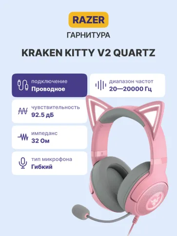 Razer Kraken Kitty V2 Quartz Ed фото 2