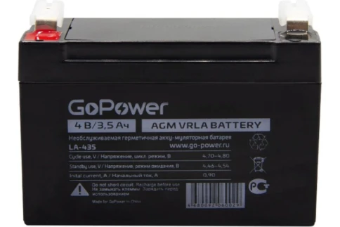 Аккумулятор свинцово-кислотный GoPower LA-435 4V 3.5Ah фото 1