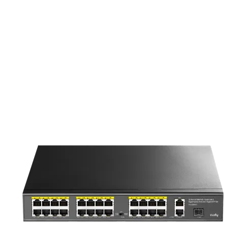 Коммутатор/ 24-Port 10/100M PSE RJ-45 +2 Gigabit RJ- 45 +1SFP Port wit фото 1