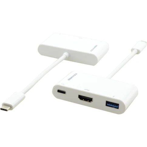 Переходник USB 3.1 тип C вилка на HDMI розетку, USB 3.0 розетку и розе фото 5
