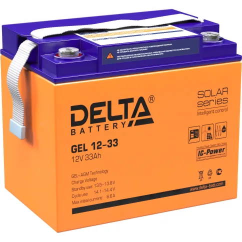 Батарея DELTA серия GEL, GEL 12-33, напряжение 12В, емкость 33Ач (разр фото 1