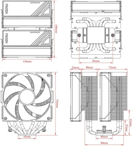 Кулер ID-Cooling Frozn A620 Soc-AM5/AM4/1200/1700/1851 черный 4-pin 29.85dB Al+Cu 270W... фото 6